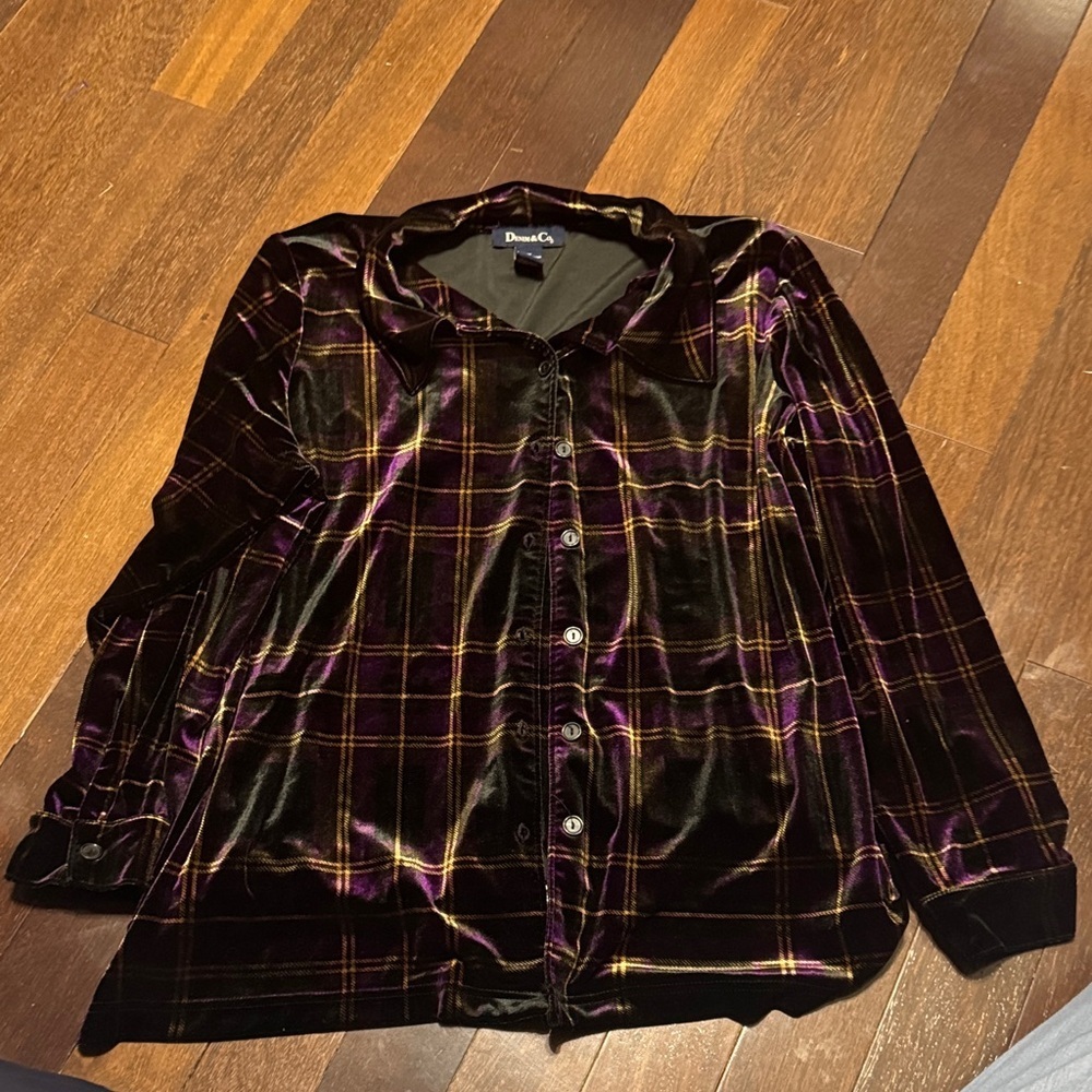 Denim&Co Velvet Plaid Shirt